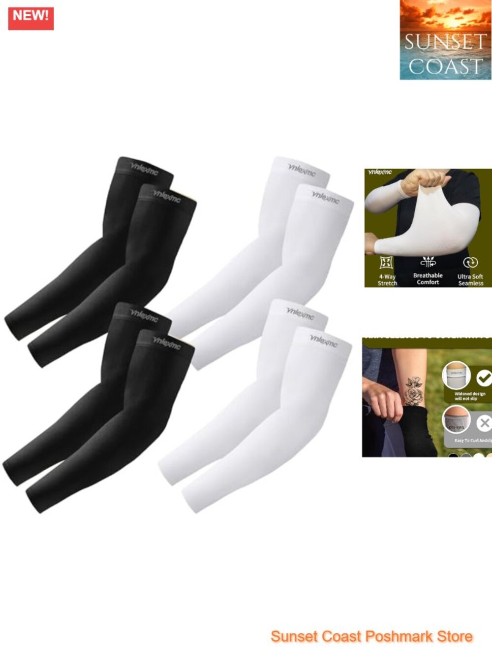 UPF50+ Cooling Sun Protection Arm Sleeves 4 Pack Tattoo Cover
